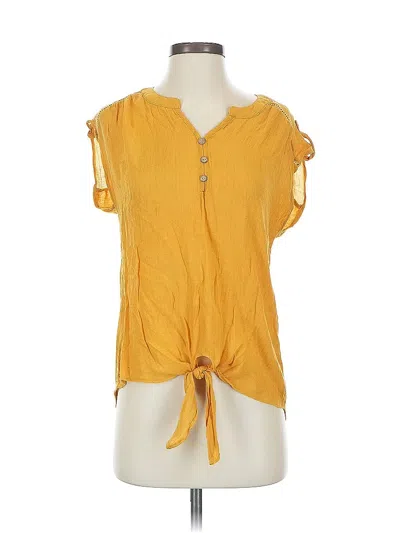 Pre-owned Perseption Concept Short Sleeve Blouse In Yellow