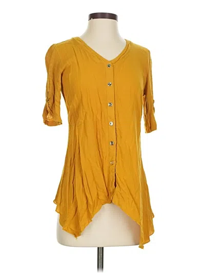 Pre-owned Perseption Concept Short Sleeve Blouse In Yellow