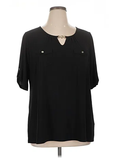 Pre-owned Perseption Concept Short Sleeve Henley Shirt In Black
