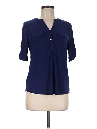 Pre-owned Perseption Concept Short Sleeve Henley Shirt In Blue