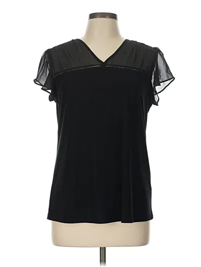 Pre-owned Perseption Concept Short Sleeve Top Black V-neck Tops