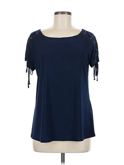 Pre-owned Perseption Concept Short Sleeve Top Blue Cold Shoulder Neckline Tops