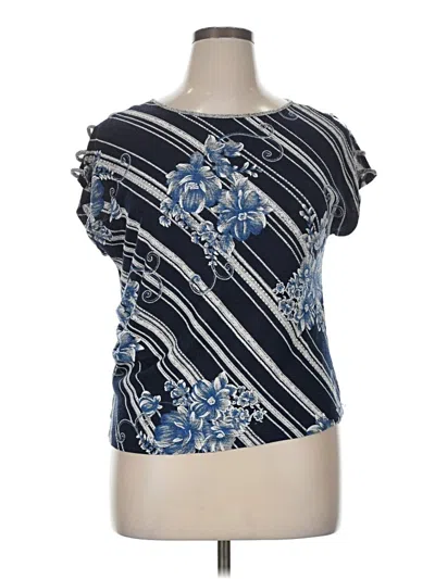 Pre-owned Perseption Concept Short Sleeve Top Blue One Shoulder Neckline Tops