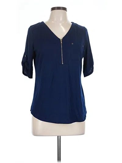 Pre-owned Perseption Concept Short Sleeve Top Blue V-neck Tops