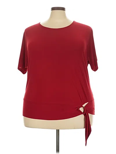 Pre-owned Perseption Concept Short Sleeve Top Burgundy Keyhole Neckline Tops