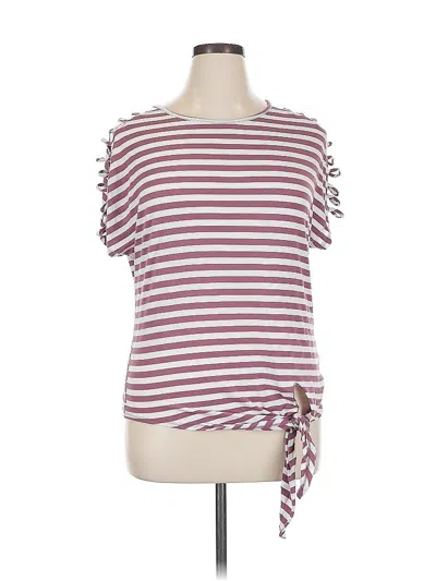 Pre-owned Perseption Concept Short Sleeve Top Burgundy One Shoulder Neckline Tops