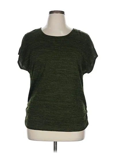 Pre-owned Perseption Concept Short Sleeve Top Green Scoop Neck Tops