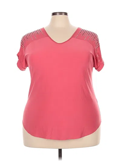 Pre-owned Perseption Concept Short Sleeve Top Pink V Neck Tops