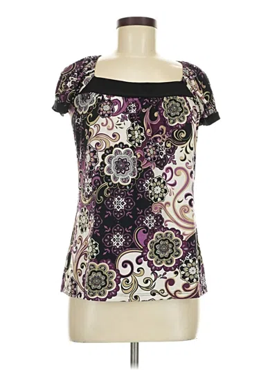 Pre-owned Perseption Concept Short Sleeve Top Purple Scoop Neck Tops