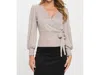 Perseption Concept Side Tie Wrap Top In Heather Oat/black