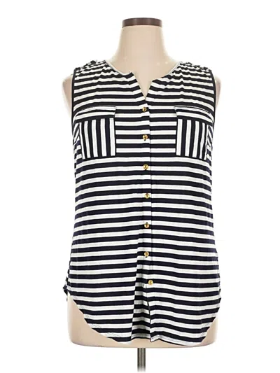 Pre-owned Perseption Concept Sleeveless Button Down Shirt In Black