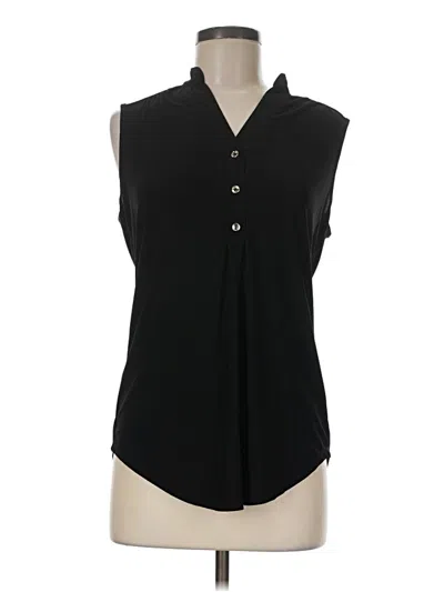 Pre-owned Perseption Concept Sleeveless Button Down Shirt In Black