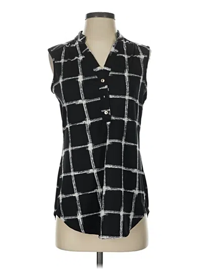 Pre-owned Perseption Concept Sleeveless Button Down Shirt In Black