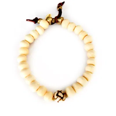 Persia Dona Jewelry Men's Knot Meets Tibetan Bone Bracelet In Gold