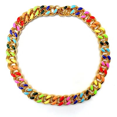 Persia Dona Jewelry Women's Colorful Cuban Chain Choker Necklace In Multi