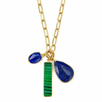 Persia Dona Jewelry Women's Gold Three Gemstones Necklace