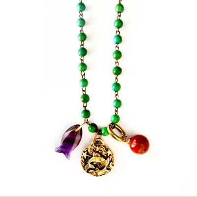 Persia Dona Jewelry Women's Green Exotic Charms Necklace