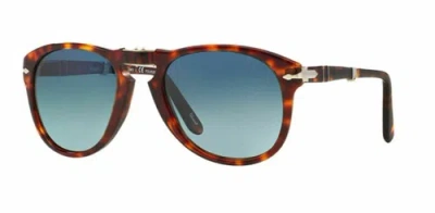 Pre-owned Persol 0po 0714 Folding 24/s3 Havana Polarized Sunglasses In Crystal Blue Gradient