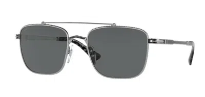Pre-owned Persol 0po 2487s 1110b1 Gunmetal Black/dark Grey Men's Sunglasses In Gray
