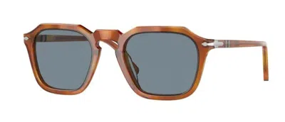 Pre-owned Persol 0po 3292s 96/56 Terra Di Siena/light Blue Unisex Sunglasses