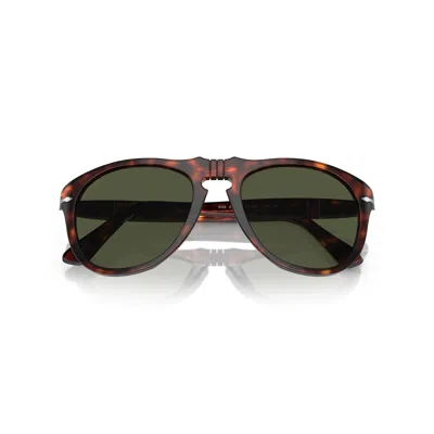 Persol 0po0649 Tortoiseshell Acetate Aviator Sunglasses With Dark Green Lenses In Brown