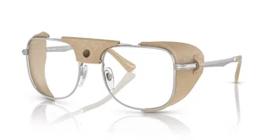 Pre-owned Persol 0po1013sz-531155gh Rectangle Silver Transitions 8 Grey In Gray