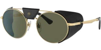 Pre-owned Persol 0po2496sz-52114958 Round Gold In Green