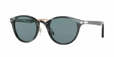 Pre-owned Persol 0po3108s 111456 Horn Black/blue Sunglasses