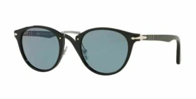Pre-owned Persol 0po3108s 95/56 Black/light Blue Sunglasses