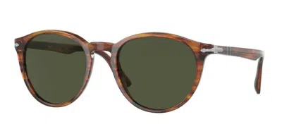 Pre-owned Persol 0po3152s 115731 Striped Brown/ Green Men's Sunglasses