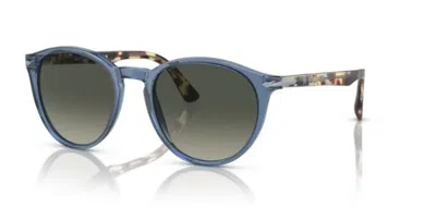 Pre-owned Persol 0po3152s 120271 Transparent Navy/greygradient Round 52mm Men's Sunglasses In Light Grey Gradient Dark Grey