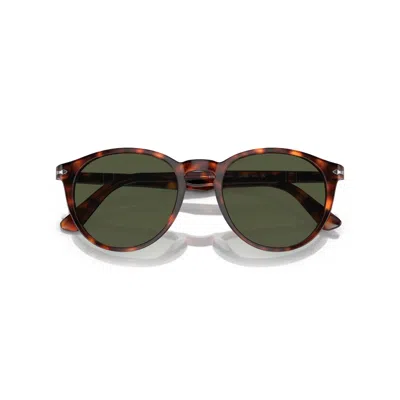 Persol 0po3152s Round Tortoiseshell Acetate Sunglasses With Silver Accents In Multi