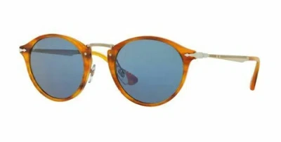 Pre-owned Persol 0po3166s 960/56 Striped Brown/light Blue Sunglasses
