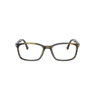 Persol 0po3189v Rectangular Tortoiseshell Eyeglasses With Silver Accent In Orange