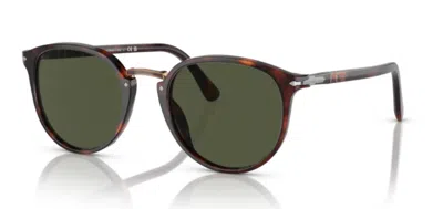 Pre-owned Persol 0po3210s 24/31 Havana/green Oval Men's Sunglasses