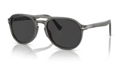 Pre-owned Persol 0po3235s 120148 Smoke Opal/dark Grey Polarized Oval 55mm Men's Sunglasses In Gray