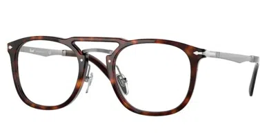 Pre-owned Persol 0po3265v 24 Brown Havana/ Grey Silver Rectangle Men's Eyeglasses In Clear