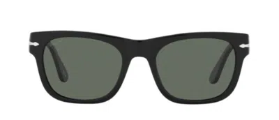 Pre-owned Persol 0po3269s 95/58 Black/ Green Polarized Rectangle Unisex Sunglasses In Brown