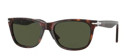 Pre-owned Persol 0po3291s 24/31 Havana/ Green Rectangle Men's Sunglasses