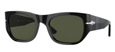 Pre-owned Persol 0po3308s 95/31 Black/green Square Unisex Sunglasses