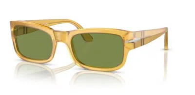 Pre-owned Persol 0po3326s 204/4e Miele/green Rectangular 57mm Men's Sunglasses