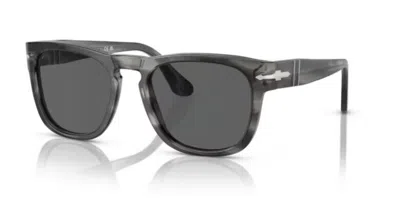 Pre-owned Persol 0po3333s Elio 1192b1 Striped Grey/dark Grey Square 54mm Men's Sunglasses In Gray