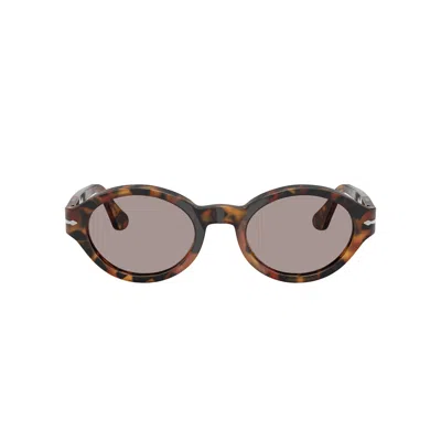 Persol 0po3378s Tortoiseshell Oval Sunglasses With Metallic Detail In Transparent
