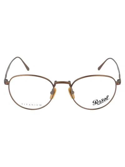 Persol 0po5002vt Titanium Round Eyeglasses In Bronze