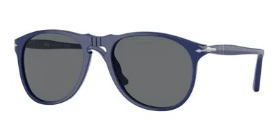 Pre-owned Persol 0po9649s 1170b1 Solid Blue/dark Grey Men's Sunglasses In Gray