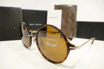 Pre-owned Persol 3091-sm Sunglasses Reflex 3091sm Havana 24/33 Brown Gold Authentic