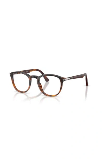 Persol 49mm Round Optical Glasses In Brown