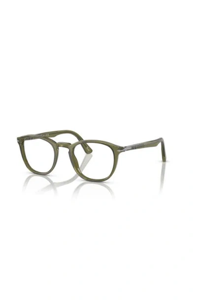 Persol 49mm Round Optical Glasses In Green