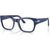 Persol 50mm Rectangle Optical Glasses In Blue