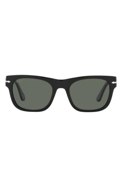 Persol 52mm Polarized Rectangle Sunglasses In Black/light Blue